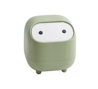 Verve Jelly Desktop Trash Can, Mini Countertop Wastebasket Cute Paper Bin with Lid Dustbin for Bathroom Worktop Kitchen, 16.5 * 16.5 * 17cm, Cream Green