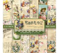 Verve Jelly Easter Scrapbook Paper 24 Sheet 6" Scrapbook Specialty Paper Single-Sided Bunny Rabbit Easter Egg Flower Pattern Paper Pad Spring Decorative Craft Paper for Card Making Photo Album Party