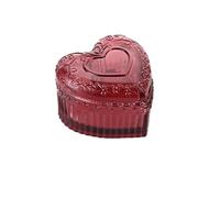 Verve Jelly Heart-Shaped Glass Storage Box Small Trinket Case with Lid Embossed Jewelry Display Container for Storage Ring Earring Necklace