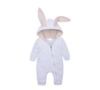 Verve Jelly Infant Baby Boy Cute Long Ears Hoodies Zipper Bunny Romper Solid Color Pajamas Outfit