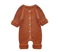 Verve Jelly Infant Newborn Baby Boy Girl Romper Long Sleeve Knitted Bodysuit Jumpsuit Playsuit One Piece Outfit Clothes Orange 100 12-18 Months