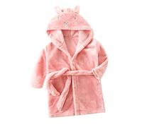 Verve Jelly Kids Bathrobes for Girls Boys Baby Toddler Robe Hooded Flannel Bathrobe Bunny Ear Print Pajamas for Girls Boys Pink 90 2-3 Years