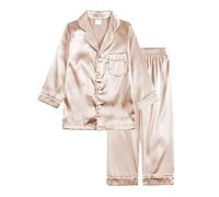 Verve Jelly Kids Girls Boys Cute Pajama Set Solid Color Long Sleeve Tops T-shirt and Long Pants Jammies Set Rose Gold 90 1-2 Years