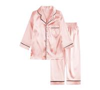Verve Jelly Kids Girls Boys Cute Pajama Set Solid Color Long Sleeve Tops T-shirt and Long Pants Jammies Set Beansand 110 3-4 Years