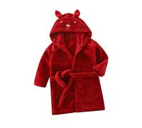Verve Jelly Kids Robe Cotton Unisex Hooded Bathrobe for Boys Girls Baby Bath Towels Long Sleeve Cute Bunny Ear Print Sleepwear Night Gown Red 90 2-3 Years