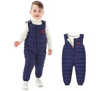 Verve Jelly Kids Ski Trousers Waterproof Snow Ski Suspender Pants Winter Snowboarding Thicken Overall Snowsuit Outdoor Jumpsuit Thick Navy Blue 110 3-4 Years