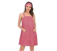 Verve Jelly Ladies Towel Wrap Cotton Sarong Towel Shower Spa Sauna Beach Gym Towelling Robe Cover-Up with Pocket Straps Robe Facial Headband Watermelon Red XXXL