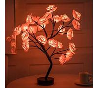 Verve Jelly LED Rose Tree Table Lights Rose Flower Table Lamp Fairy Light with Adjustable Branches USB & Battery Operated Decorative Light for Wedding Living Room Party Decoration