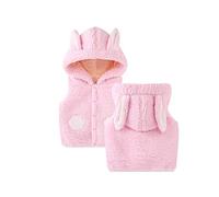 Verve Jelly Little Girls Fleece Vest with Hood Cute Rabbit Sleeveless Jacket Thick Outerwear Fall Winter Warm Hooded Waistcoat
