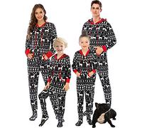 Verve Jelly Men Long Sleeve Footed Onesie Pajamas Zipper Hooded Loungewear Sleepwear Family Holiday Matching Pajamas Men Black Small