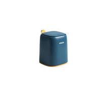 Verve Jelly Mini bin bathroom bin tea bag bin with lid for tabletop, office desktop, bathroom countertop, Small bin in yellow and white color (Navy Blue)