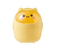 Verve Jelly Mini Desktop Bin, Cartoon Trash Can Wastebasket with Flip Lid, Plastic Countertop Garbage Can for Bedroom, Kitchen, Office, Yellow