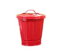Verve Jelly Mini Metal Wastebasket, Desktop Paper Bin, Trash Can Bucket Decorative Garbage Waste Basket with Lid Portable Table Waste Bin for Bedroom Bathroom, Red, 3.5 * 3.5 * 3.7in