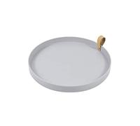 Verve Jelly Multifunctional Storage Tray Round Serving Tray with Handles, Breakfast Dinner Tray Serving Platters for Coffee Wine Coffee Tea Fruit Meals, 10.2 * 10.2 * 1.0in, Light Grey