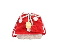 Verve Jelly Mushroom Purse Crochet Mushroom Shoulder Pouch with Drawstring Knitted Crossbody Bucket Bag for Women