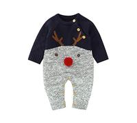 Verve Jelly My First Christmas Baby Girl Boy Romper Knitted Sweater Reindeer Clothes Newborn Long Sleeve Jumpsuit Infant Outfits Set