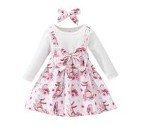 Verve Jelly My First Easter Day Outfits Toddler Baby Girls Ruffle Long Sleeve Tutu Skirts Bunny Print Tulle Princess Dress Fall Clothes Set Pink Long Sleeve 6-9 Months