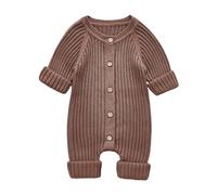 Verve Jelly Newborn Baby Boy Girl Jumpsuit Long Sleeve Knitted Romper Bodysuit Solid Color One Piece Outfits Fall Winter Clothes Brown 66 0-3 Months