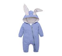 Verve Jelly Newborn Baby Unisex Bodysuit Cute Bunny Ear Long Sleeves Zipper Romper Fall Winter Pajamas Outfit