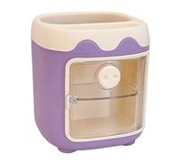 Verve Jelly Pen Organiser Desktop Makeup Brush Holder with 2 Drawers Pig Shaped Decorative Stationery Storage Boxes for Home and Office, 4.1 * 4.1 * 4.3in, Purple