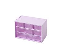 Verve Jelly Plastic Storage Box Clear Desktop Storage Unit Small Makeup Organizer with 6 Drawers Stackable Storage Box Small Storage Drawers for Office, Home, 7.1 * 4.7 * 3.9in, Purple