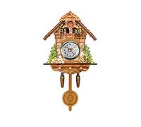 Verve Jelly Quartz Cuckoo Clock - Black Forest House Antique Pendulum Wall Clock, Vintage Wooden Clock with Creative Handcraft Carving and Swing Timer, Ideal for Home Interiors Decoration