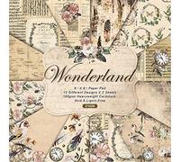 Verve Jelly Scrapbook Paper Pad Wonderland Theme Scrapbooking Supplies 24 Sheet Single Sided Pattern Cardstocks Decorative Paper for DIY Photo Album, Scrapbook, Hand Account Material Paper, 6*6in