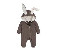 Verve Jelly Toddler Baby Boys Girls Cartoon 3D Rabbit Hoodie Romper Long Sleeve Zipper Jumpsuit Outfits Brown 90 12-18 Months