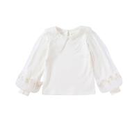 Verve Jelly Toddler Baby Girl Basic Solid Color T-Shirt Lace Top Puff Long Sleeve Soft Cotton Clothes White 2 150 9-10 Years