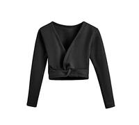 Verve Jelly Toddler Girls Ballet Leotards Classic Long Sleeve Dance Gymnastic Ballerina Wrap Top 160 Black 13-15 Years