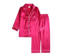 Verve Jelly Toddler Kids Baby Girl Solid Pjs Long Sleeve Button Shirt Top and Pants Cotton 2Piece Pajamas Set Rose Red 160 12-13 Years