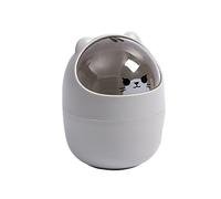 Verve Jelly Trash Can Desk Bin, Rubbish Storage Bin, Cute Creative Cartoon Animals Wastebasket with Lid, Mini Garbage Organizer, for Home Office Kitchen Bedroom Bathroom Car Indoor Dust Bin, 4L, Grey