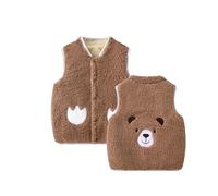 Verve Jelly Unisex Baby Toddler Boys Girls Sherpa Fleece-Lined Jacket Baby Boys Girls Winter Vest Fleece Cute Soft Waistcoat Style B Brown 100 3-4 Years