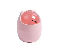 Verve Jelly Waste Bin Desktop Garbage Basket Mini Countertop Garbage Storage Bucket Cute Wastebasket 4L Bear Shape Bin Small Waste Bin for Desk Car Office Kitchen,Pink,11 * 15.5 cm
