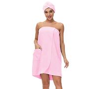 Verve Jelly Women Bathrobe Wrap Set Soft Microfiber Wearable Spa Shower Bath Wrap Strapless Bathing Towel Tube Dress Bathrobe with Pocket