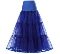 Verve Jelly Women Crinoline Petticoat Hoopless Skirt Elastic Half Slip A-Line Underskirt for Wedding Ball Gown Bridal Dress Royal Blue Small/Medium