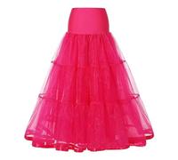 Verve Jelly Women’s Petticoat Skirts Tulle Underskirts Chiffon Long Slips Fluffy Ballet Dress Rose Red Large/X-Large