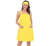 Verve Jelly Women Wrap Towel Robe Spa Bathrobe Set Adjustable Bath Shower Cover-up Dressing Nightgown with Headband Spa Body Wrap Yellow S