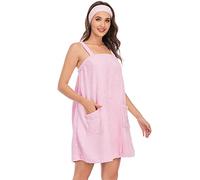Verve Jelly Women's Towel Wrap Bathrobe Adjustable Bath Towel Wrap with Straps Ladies Bathrobe Women's Bath Wraps Pink XXL