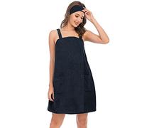 Verve Jelly Women's Towel Wrap Bathrobe Women Quick Dry Wearable Bathrobes Thick Cute Bathing Bath Skirt Bathrobe Lovely Home Bath Skirt Pajamas Navy Blue L