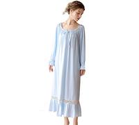 Verve Jelly Women's Vintage Victorian Nightgown Long Sleeve Princess Pajamas Nightwear Lounge Dress Blue M
