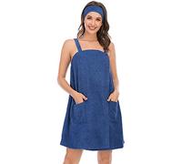 Verve Jelly Wraps for Women Spa Shower Women Wraps Adjustable Robe Spa Body Wrap with Pocket Blue Medium