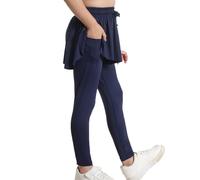 Verve Jelly Yoga Active Leggings for Girls 2 in 1 Preppy Kids Flowy Skorts Tight Yoga Pants Tennis Skirted Leggings with Pocket Navy Blue 130 10-12 Years