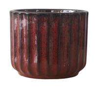 Verve Painted Burnt Russet Wide Ribbed Ceramic Plant Pot (Dia) 16Cm, (H)13Cm