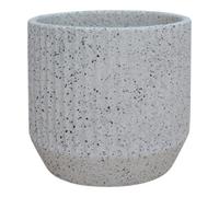 Verve Painted Cream Ribbed Clay Plant Pot (Dia) 19Cm, (H)18Cm