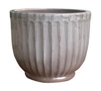 Verve Painted Grey Ribbed Clay Plant Pot (Dia) 35.5Cm, (H)28Cm, 17L