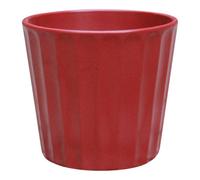 Verve Painted Scarlet Sage Ribbed Clay Plant Pot (Dia) 11Cm, (H)10Cm