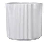 Verve Painted White Ribbed Ceramic Plant Pot (Dia) 21Cm, (H)19Cm