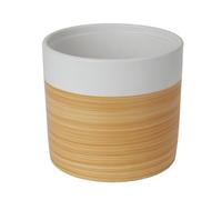 Verve Painted White Wood Effect Ceramic Plant Pot (Dia) 22.5Cm, (H)20Cm, 5.2L