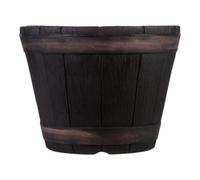 Verve Painted Wood Effect Barrel Plastic Plant Pot (Dia) 38Cm, (H)24.5Cm